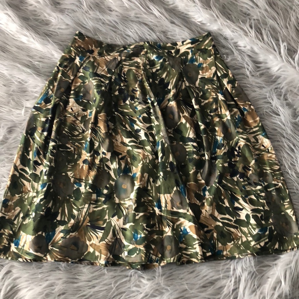 SOLD Jones New York Silk Skirt Green Floral Print